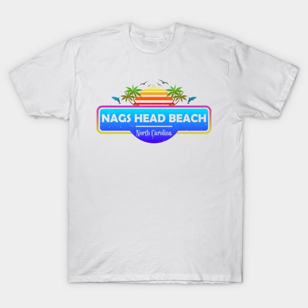 Nags Head Beach North Carolina, Palm Trees Sunset Summer T-Shirt by Jahmar Anderson